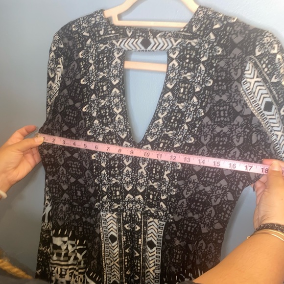 Free People OB565632 Tegan Border Printed Mini Dress in Black Size 4 - Picture 7 of 14